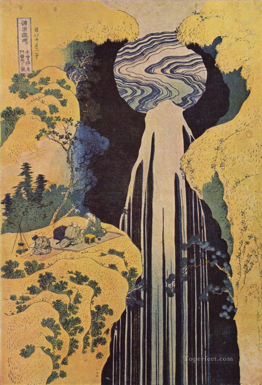 木曽路裏の阿弥陀の滝 葛飾北斎 浮世絵油絵